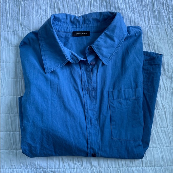 Anine Bing Blue Button Down Shirt - Picture 6 of 12
